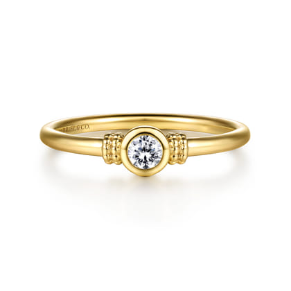 Promise Ring - 14K Yellow Gold Bujukan White Sapphire Bezel Promise Ring