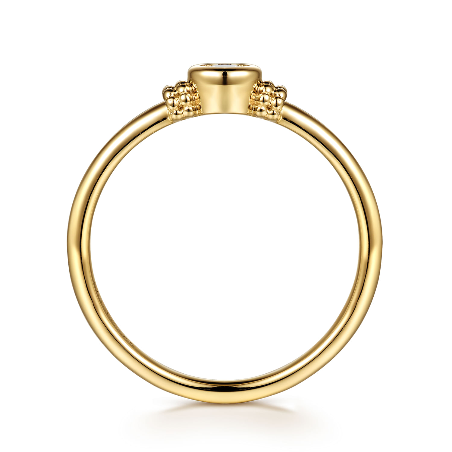 Promise Ring - 14K Yellow Gold Bujukan White Sapphire bezel Stackable Ring
