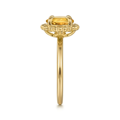 Promise Ring - 14K Yellow Gold Citrine Bujukan Ladies Ring