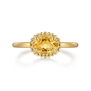 Promise Ring - 14K Yellow Gold Citrine Bujukan Ladies Ring