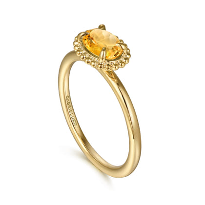 Promise Ring - 14K Yellow Gold Citrine Bujukan Promise Ring