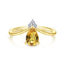 Promise Ring - 14K Yellow Gold Citrine Diamond Chevron Promise Ring - 0.04 ct