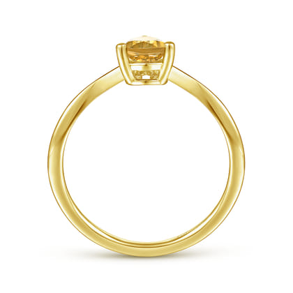 Promise Ring - 14K Yellow Gold Citrine Diamond Chevron Promise Ring