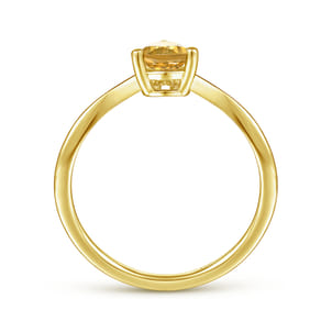 Promise Ring - 14K Yellow Gold Citrine Diamond Chevron Ring