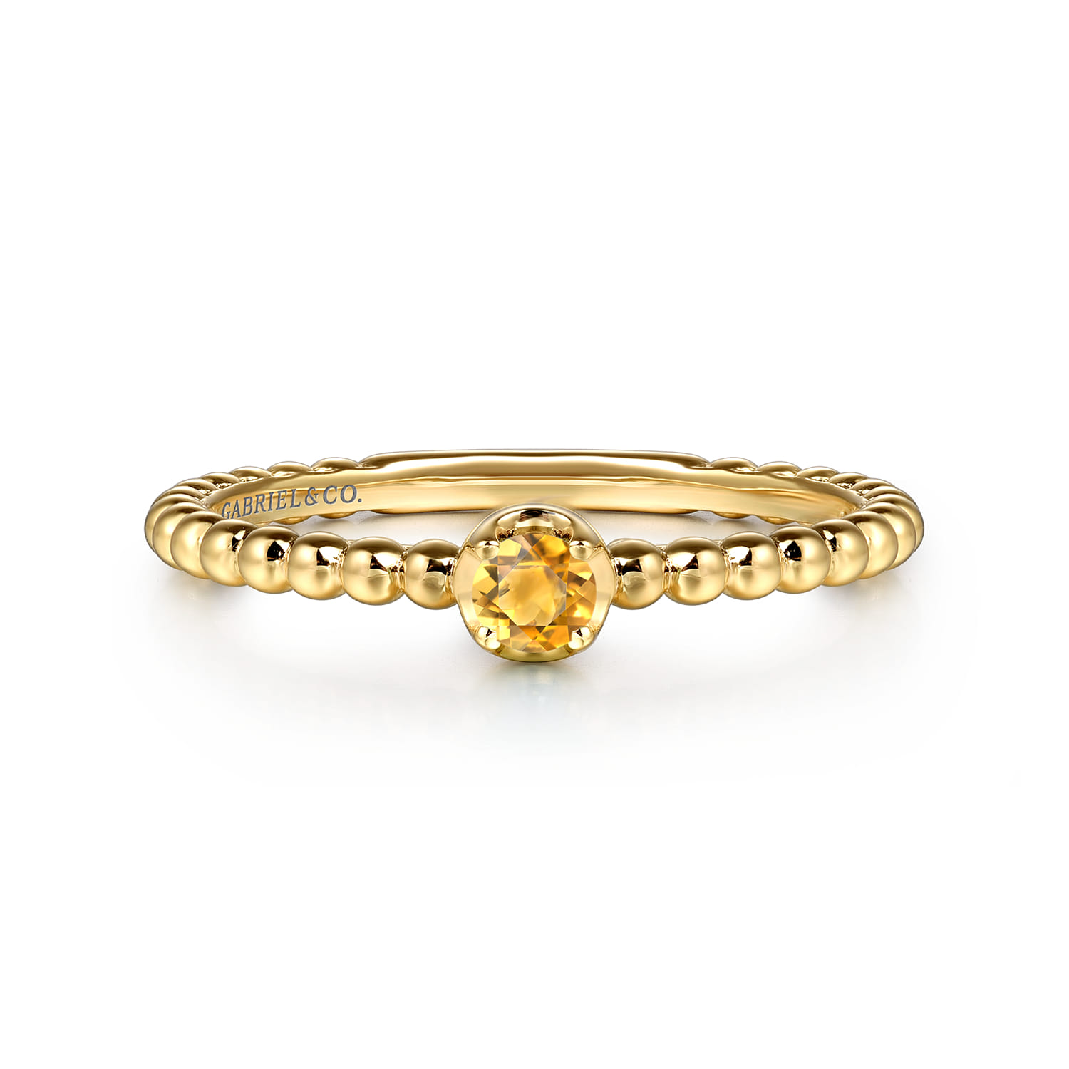 Promise Ring - 14K Yellow Gold Citrine Stackable Promise Ring - Shot 1