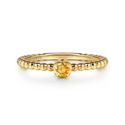 Promise Ring - 14K Yellow Gold Citrine Stackable Promise Ring