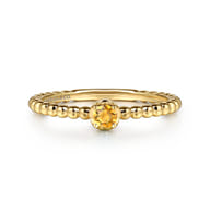 Promise Ring - 14K Yellow Gold Citrine Stackable Promise Ring