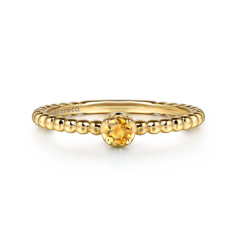 Promise Ring - 14K Yellow Gold Citrine Stackable Promise Ring - Shot 1