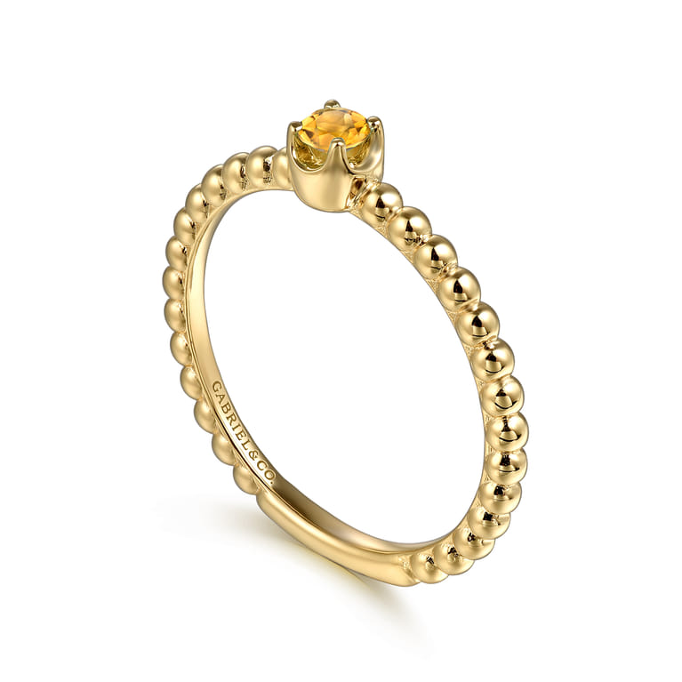 Promise Ring - 14K Yellow Gold Citrine Stackable Promise Ring - Shot 3