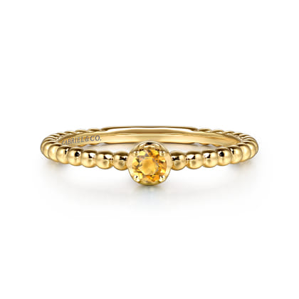 Promise Ring - 14K Yellow Gold Citrine Stackable Ring
