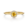 Promise Ring - 14K Yellow Gold Citrine and Diamond Halo Promise Ring - 0.06 ct