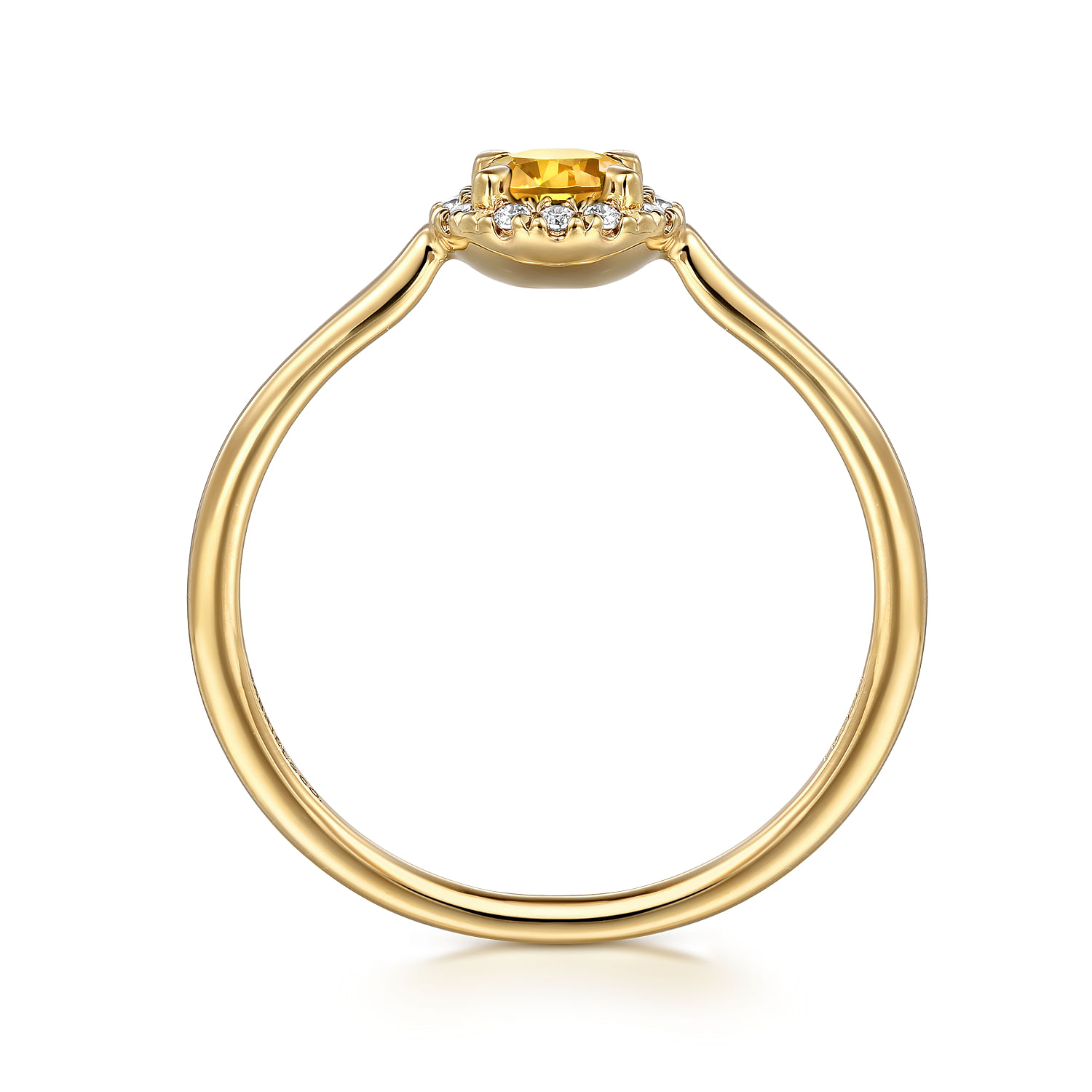 Promise Ring - 14K Yellow Gold Citrine and Diamond Halo Promise Ring