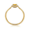 Promise Ring - 14K Yellow Gold Citrine and Diamond Halo Promise Ring - 0.06 ct