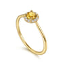 Promise Ring - 14K Yellow Gold Citrine and Diamond Halo Promise Ring - 0.06 ct