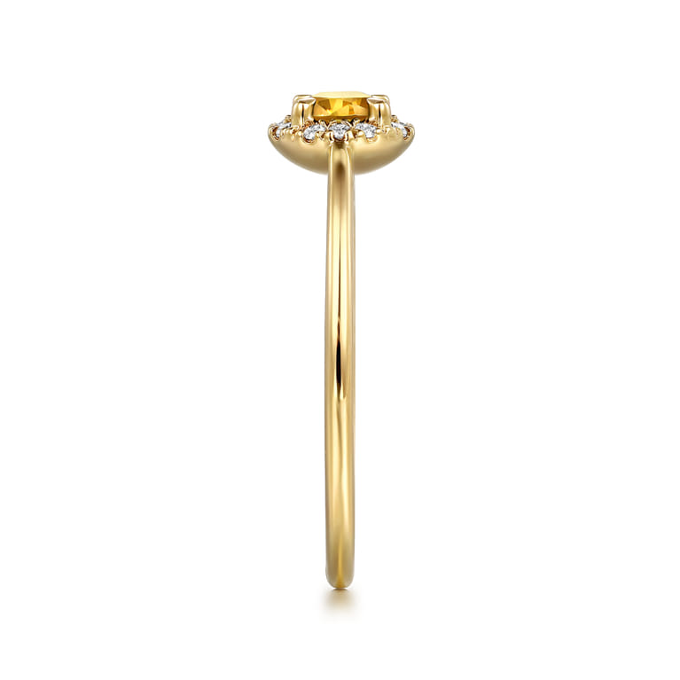 Promise Ring - 14K Yellow Gold Citrine and Diamond Halo Promise Ring - 0.06 ct - Shot 4