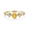Promise Ring - 14K Yellow Gold Citrine and Diamond Promise Ring - 0.05 ct