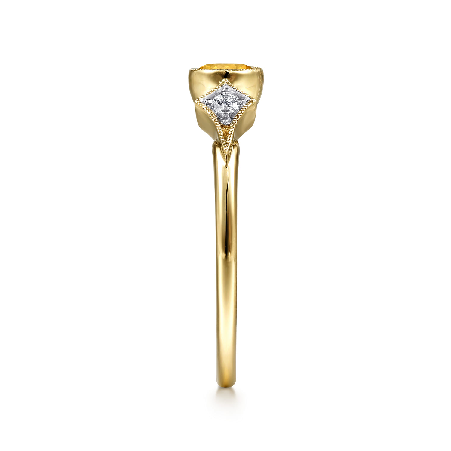 Promise Ring - 14K Yellow Gold Citrine and Diamond Promise Ring - 0.05 ct - Shot 4