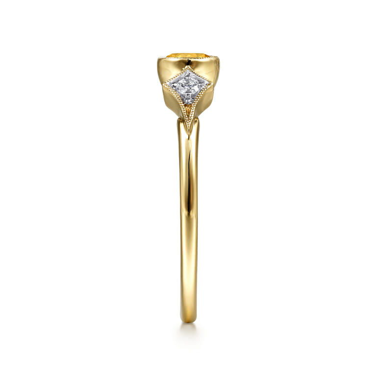 Promise Ring - 14K Yellow Gold Citrine and Diamond Promise Ring - 0.05 ct - Shot 4