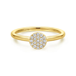 Promise Ring - 14K Yellow Gold Classic Round Diamond Pave Promise Ring
