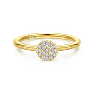 Promise Ring - 14K Yellow Gold Classic Round Diamond Pave Promise Ring