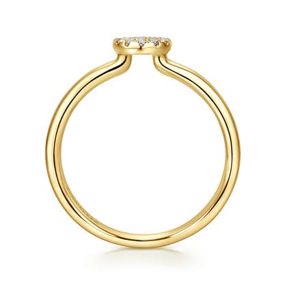 Promise Ring - 14K Yellow Gold Classic Round Diamond Pave Promise Ring