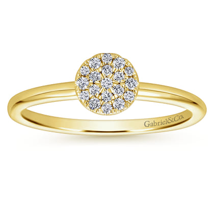 Promise Ring - 14K Yellow Gold Classic Round Diamond Pave Promise Ring