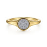 Promise Ring - 14K Yellow Gold Cluster Pave Diamond Signet Promise Ring - 0.1 ct