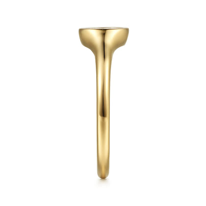 Promise Ring - 14K Yellow Gold Cluster Pave Diamond Signet Promise Ring