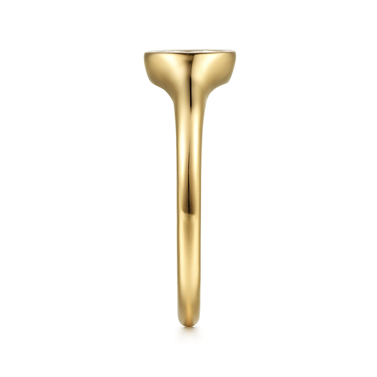 Promise Ring - 14K Yellow Gold Cluster Pave Diamond Signet Promise Ring - 0.1 ct - Shot 4