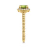 Promise Ring - 14K Yellow Gold Cushion Cut Peridot and Diamond Halo Promise Ring - 0.1 ct