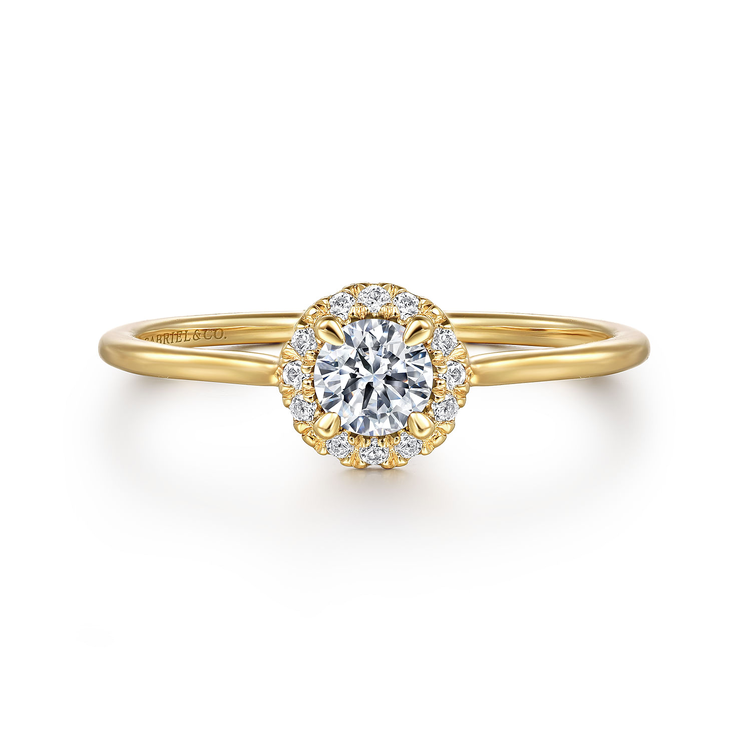 Promise Ring - 14K Yellow Gold Diamond Halo Promise Ring