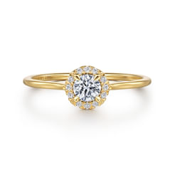 Promise Ring - 14K Yellow Gold Diamond Halo Promise Ring