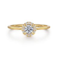 Promise Ring - 14K Yellow Gold Diamond Halo Promise Ring