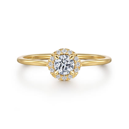 Promise Ring - 14K Yellow Gold Diamond Halo Promise Ring