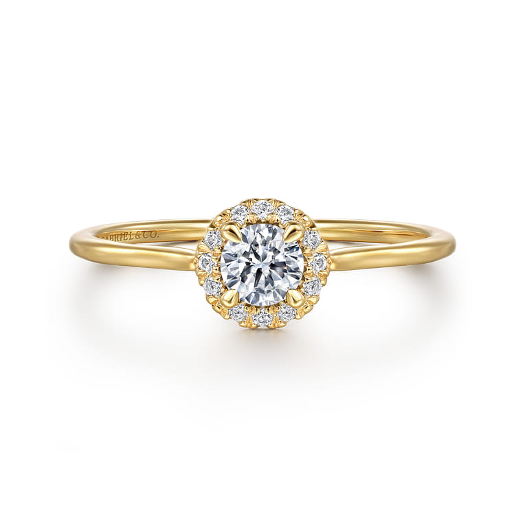 Promise Ring - 14K Yellow Gold Diamond Halo Promise Ring - 0.3 ct - Shot 1