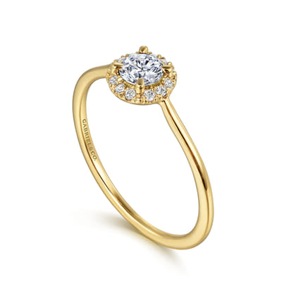 Promise Ring - 14K Yellow Gold Diamond Halo Promise Ring