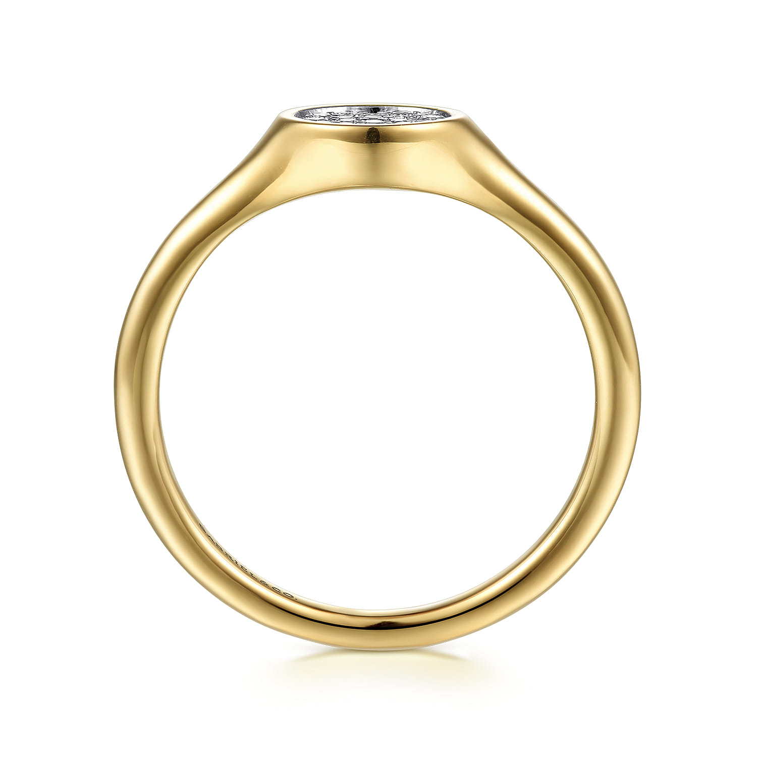 Promise Ring - 14K Yellow Gold Diamond Pave Mini Signet Ring