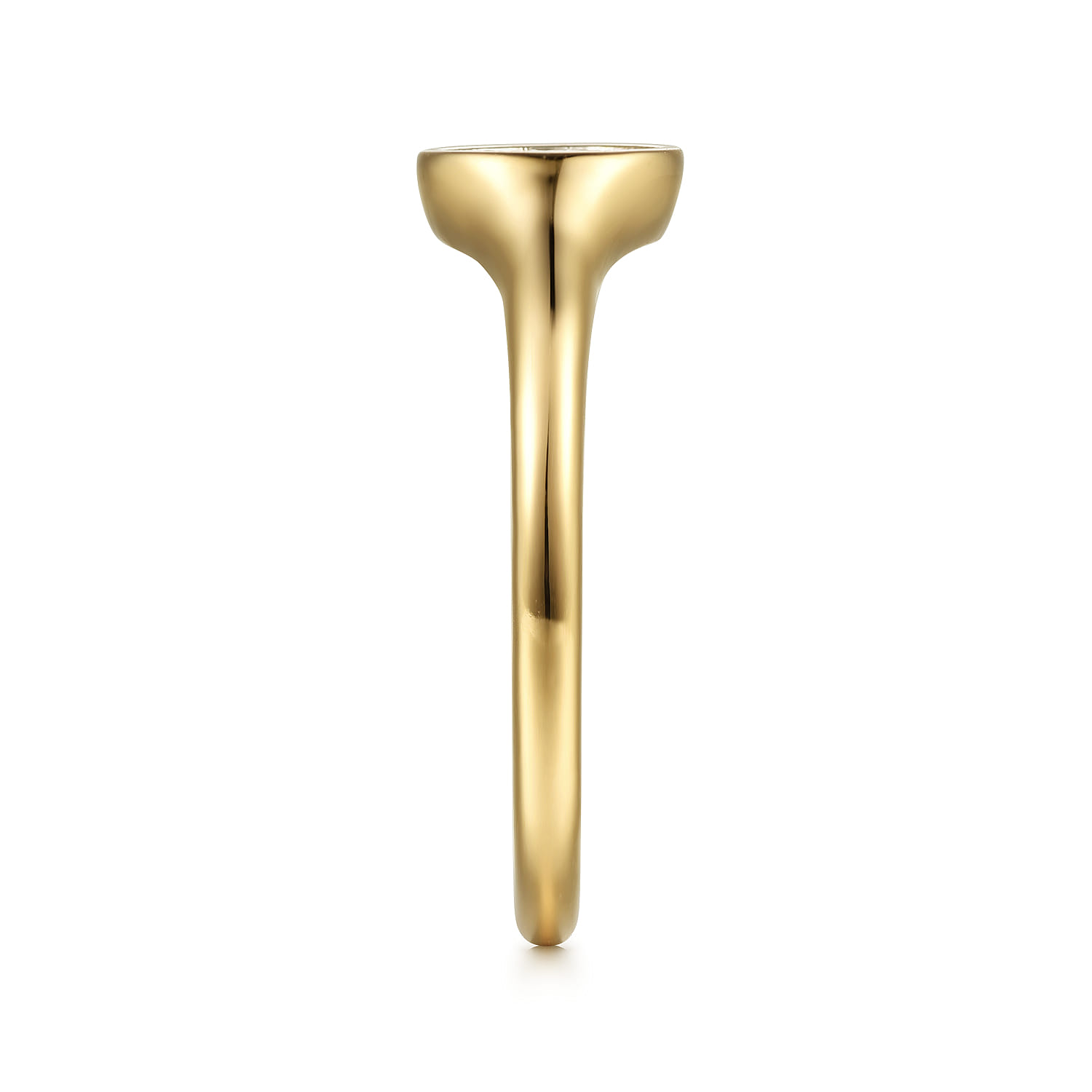 Promise Ring - 14K Yellow Gold Diamond Pave Mini Signet Ring