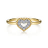 Promise Ring - 14K Yellow Gold Diamond Pave Open Heart Promise Ring - 0.07 ct