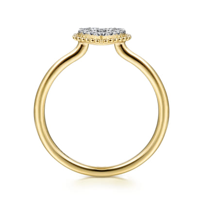 Promise Ring - 14K Yellow Gold Diamond Pave Open Heart Promise Ring