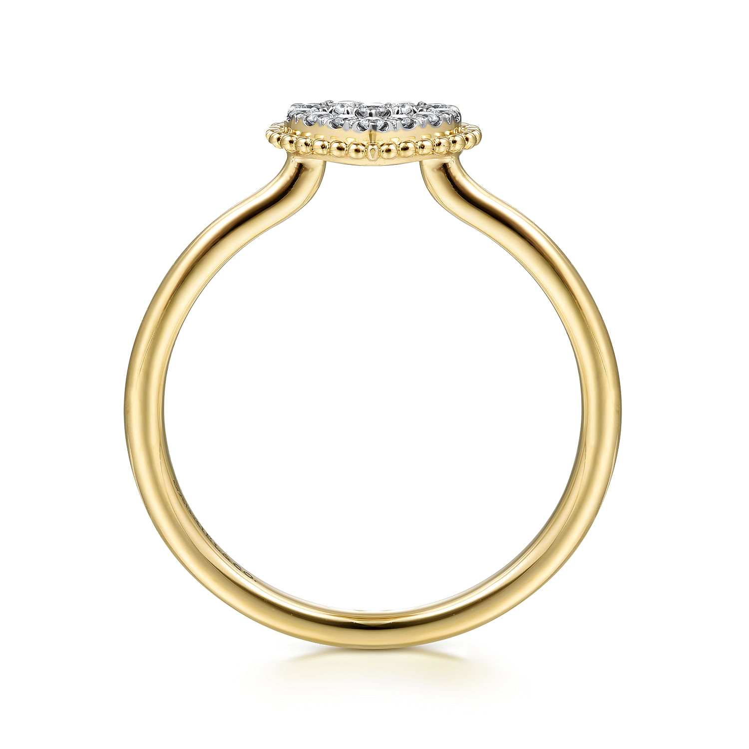 Promise Ring - 14K Yellow Gold Diamond Pave Open Heart Ring