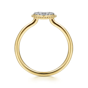 Promise Ring - 14K Yellow Gold Diamond Pave Open Heart Ring