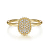 Promise Ring - 14K Yellow Gold Diamond Pave Oval Promise Ring - 0.09 ct