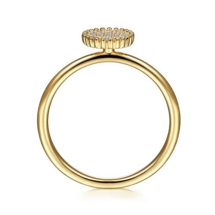 Promise Ring - 14K Yellow Gold Diamond Pave Oval Ring