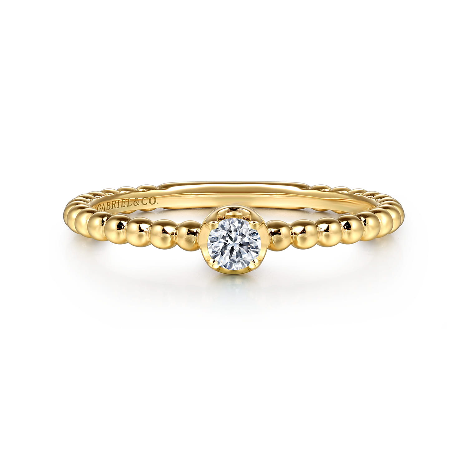Promise Ring - 14K Yellow Gold Diamond Stackable Promise Ring - 0.12 ct - Shot 1