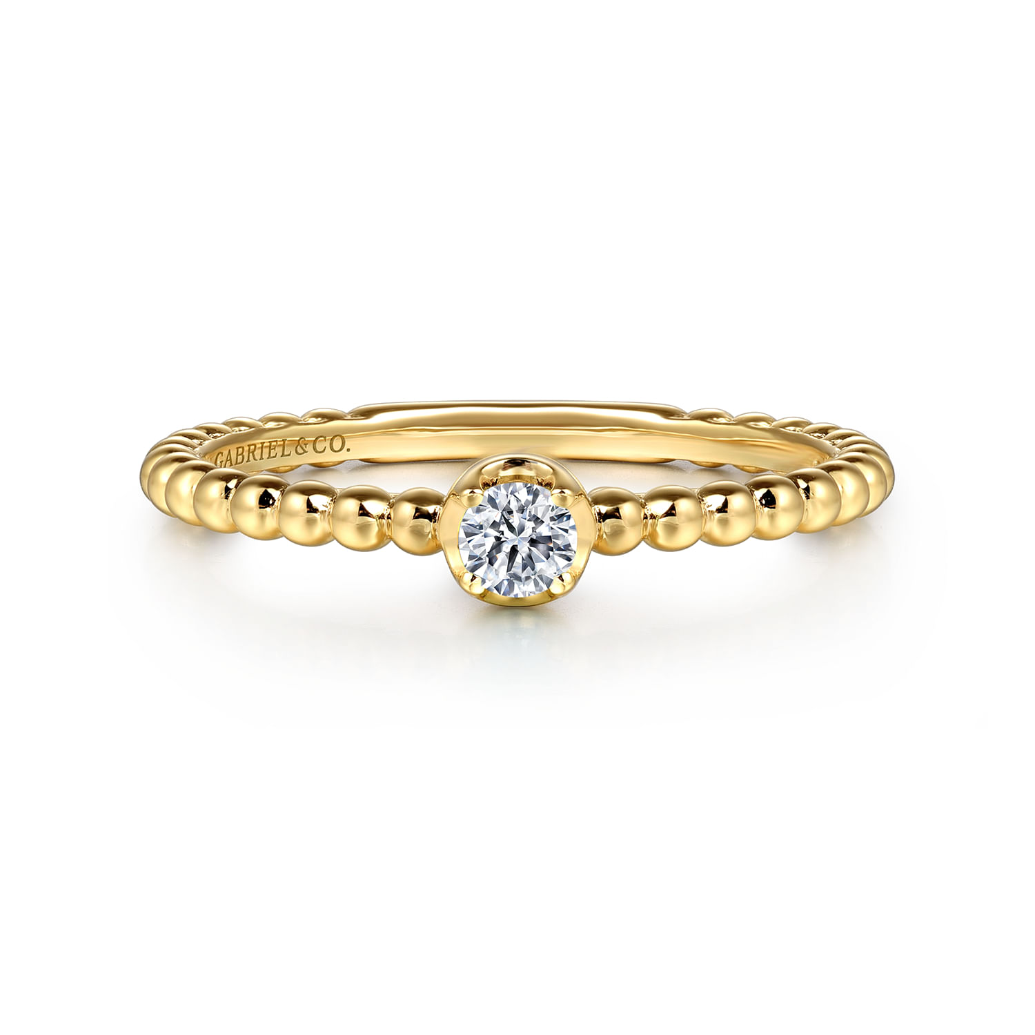 Promise Ring - 14K Yellow Gold Diamond Stackable Ring