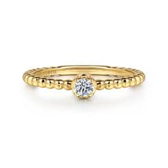 Promise Ring - 14K Yellow Gold Diamond Stackable Ring