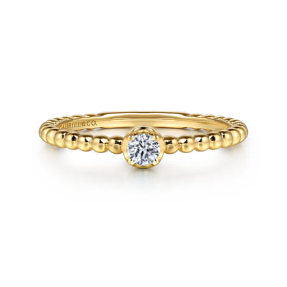 Promise Ring - 14K Yellow Gold Diamond Stackable Ring