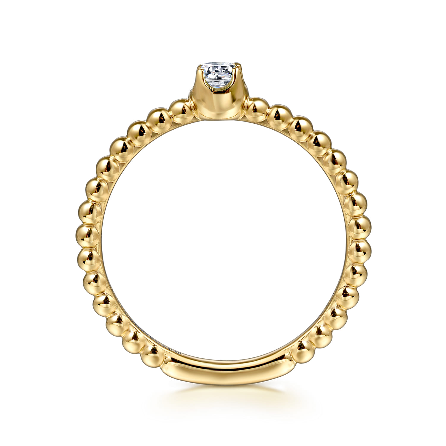 Promise Ring - 14K Yellow Gold Diamond Stackable Ring