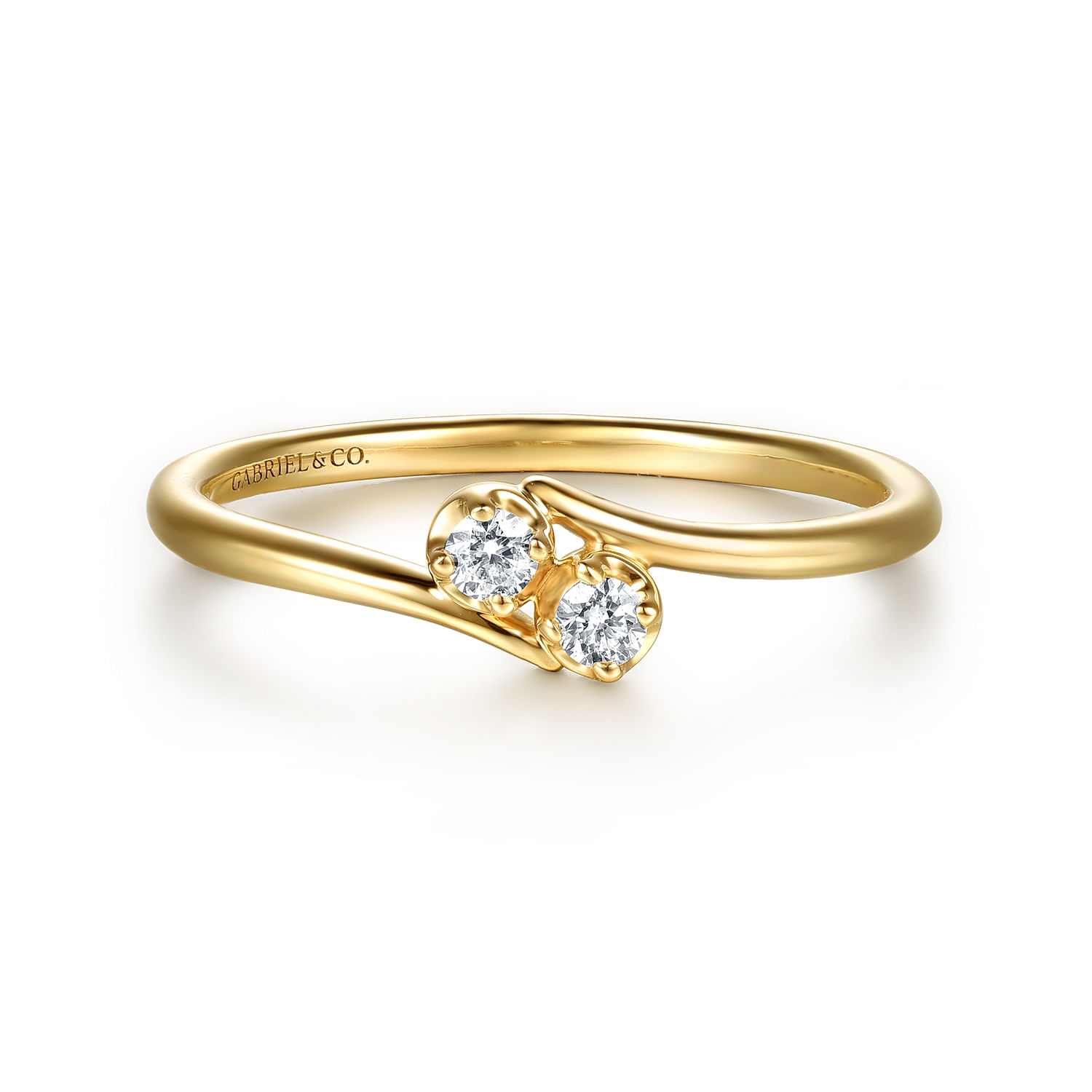 Promise Ring - 14K Yellow Gold Diamond Stackable Ring